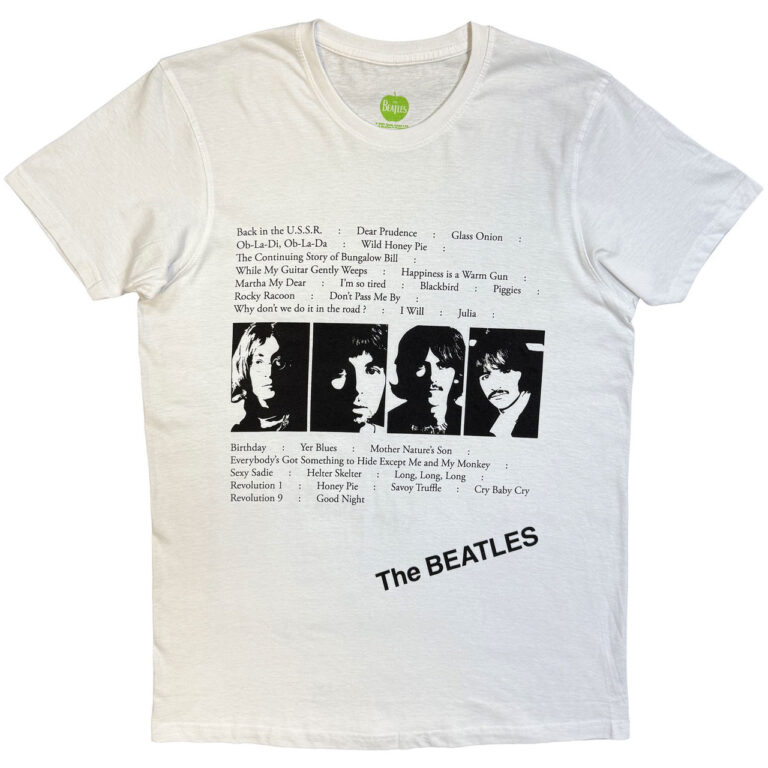 The Beatles White Album Tracks White Back Print T-Shirt