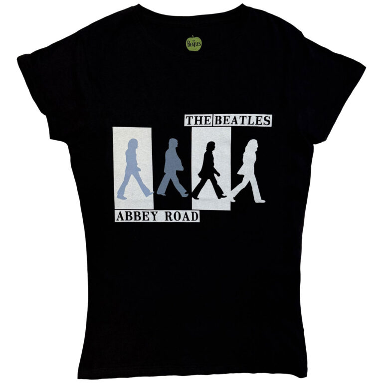 The Beatles Abbey Road Colours Crossing Black Ladies T-Shirt