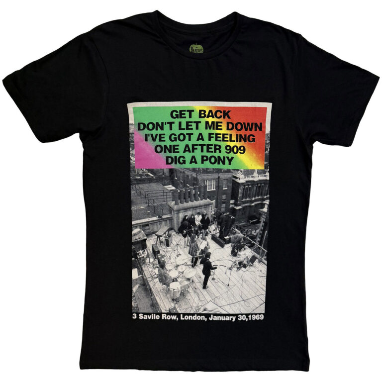 The Beatles Rooftop Songs Gradient Black T-Shirt