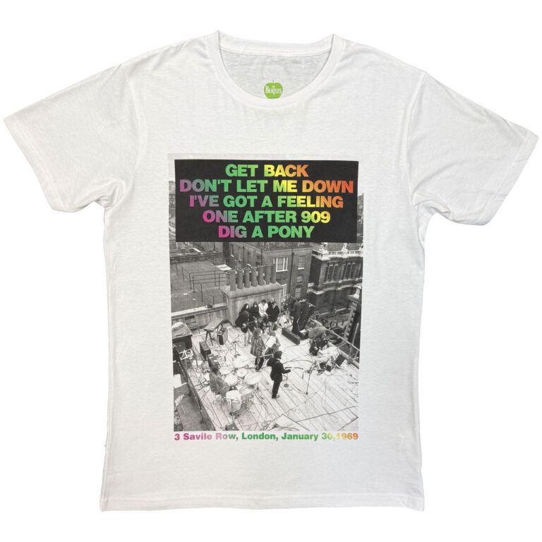 The Beatles Rooftop Songs Gradient White T-Shirt
