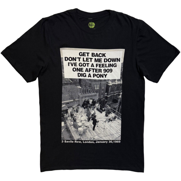 The Beatles Rooftop Songs Black T-Shirt