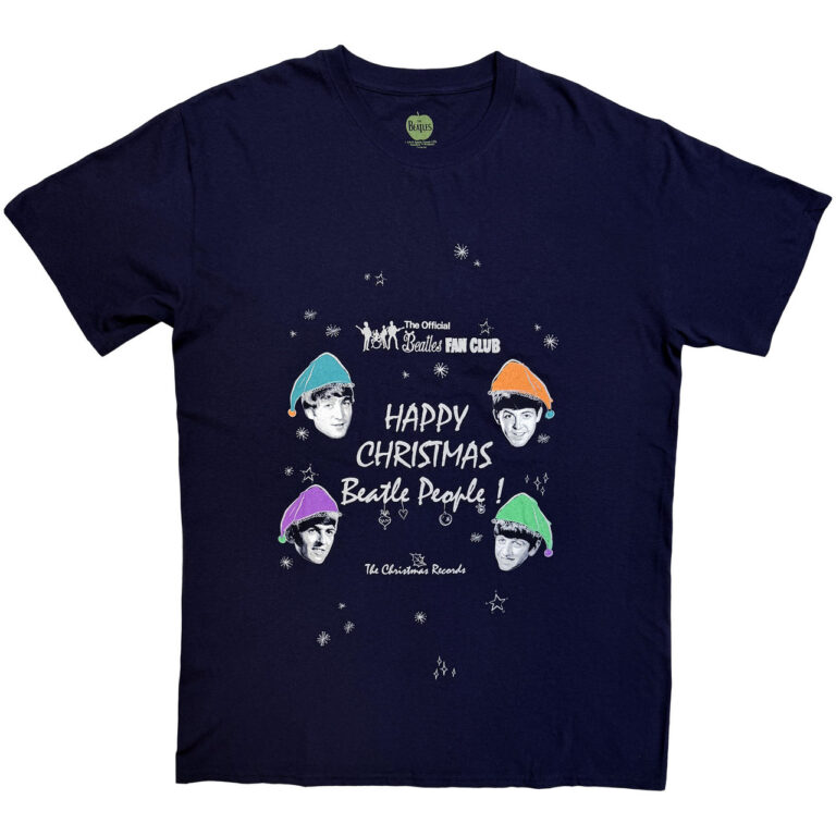 The Beatles Happy Christmas Navy Blue T-Shirt