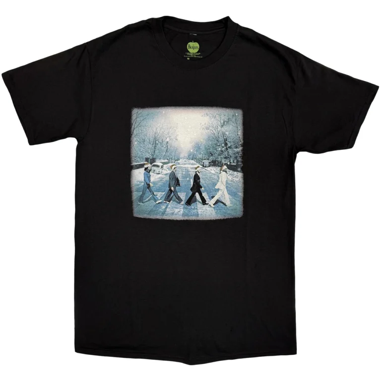 The Beatles Abbey Christmas Black T-Shirt
