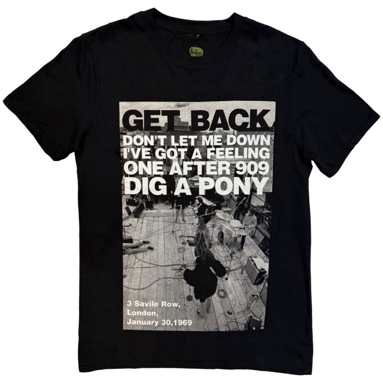 The Beatles Rooftop Shot Black T-Shirt