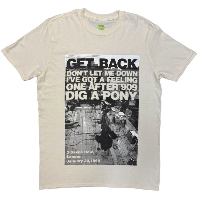 The Beatles Rooftop Shot Natural T-Shirt