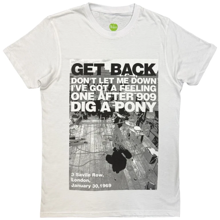 The Beatles Rooftop Shot White T-Shirt