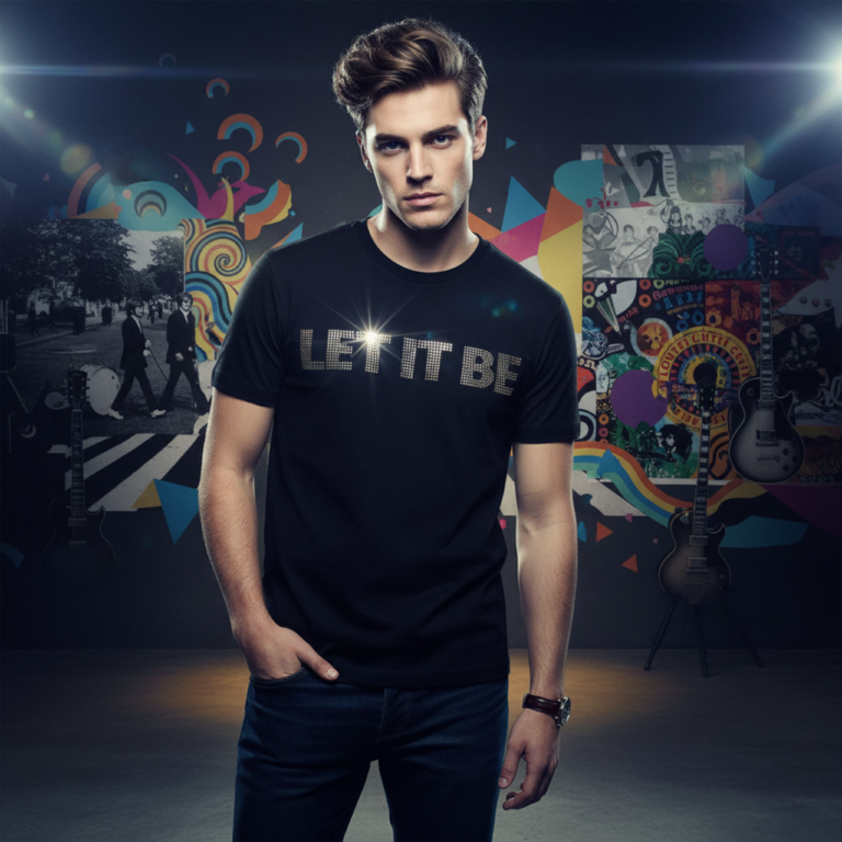 The Beatles Let It Be Crystals Black Embellished T-Shirt