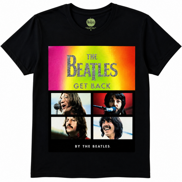 The Beatles Album Faces Gradient Silver Printing Black Embellished T-Shirt