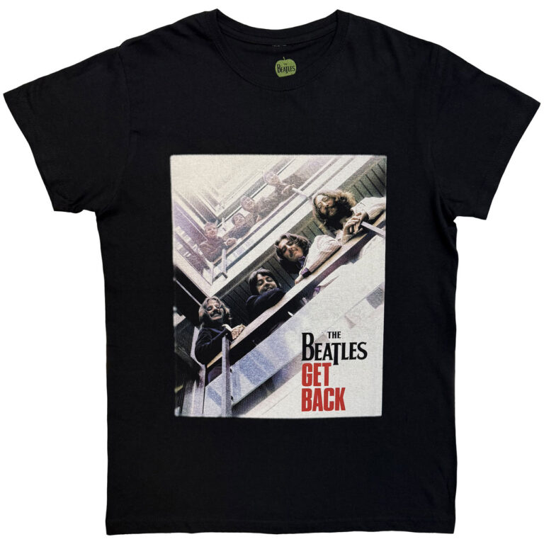 The Beatles Get Back Poster Black T-Shirt