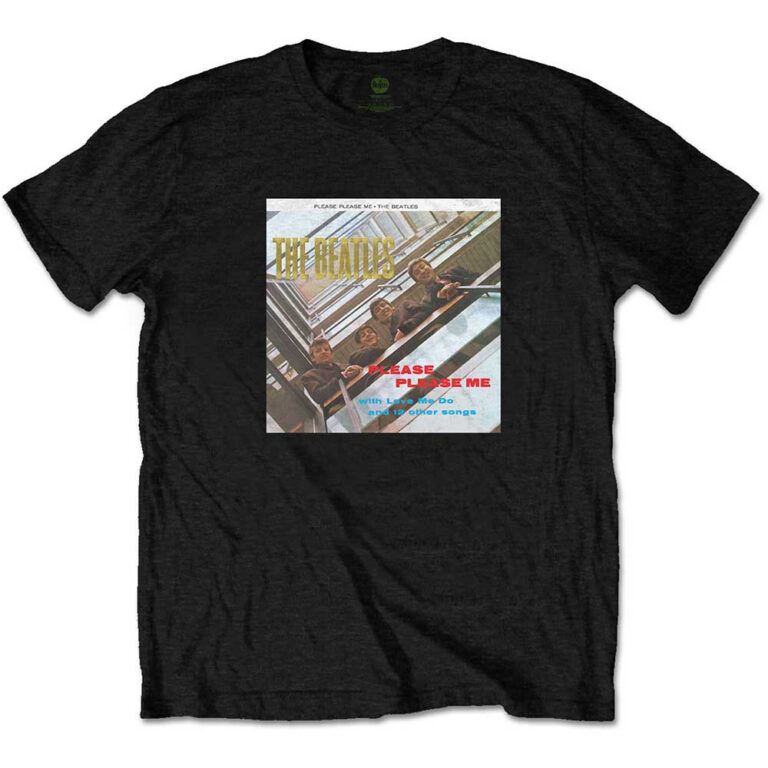The Beatles Please Please Me Gold Foiled Black Embellished T-Shirt