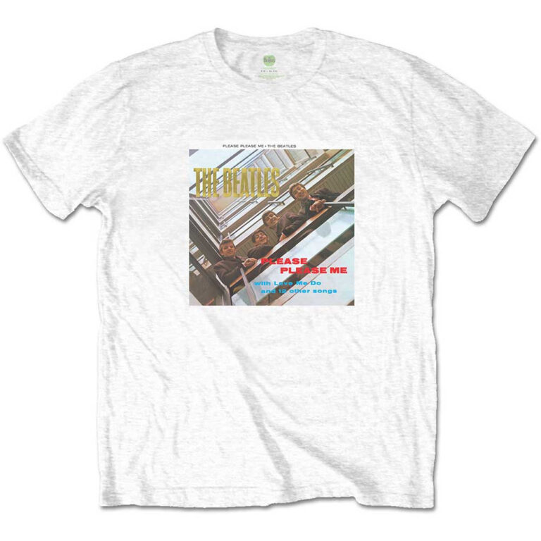 The Beatles Please Please Me Gold Foiled White Embellished T-Shirt