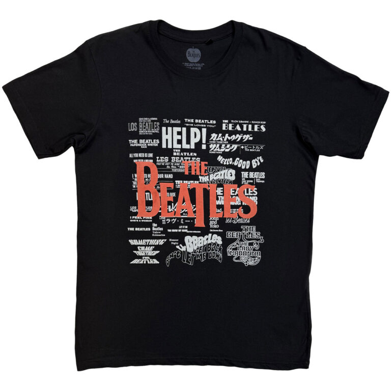 The Beatles Titles & Logos Black Embellished T-Shirt