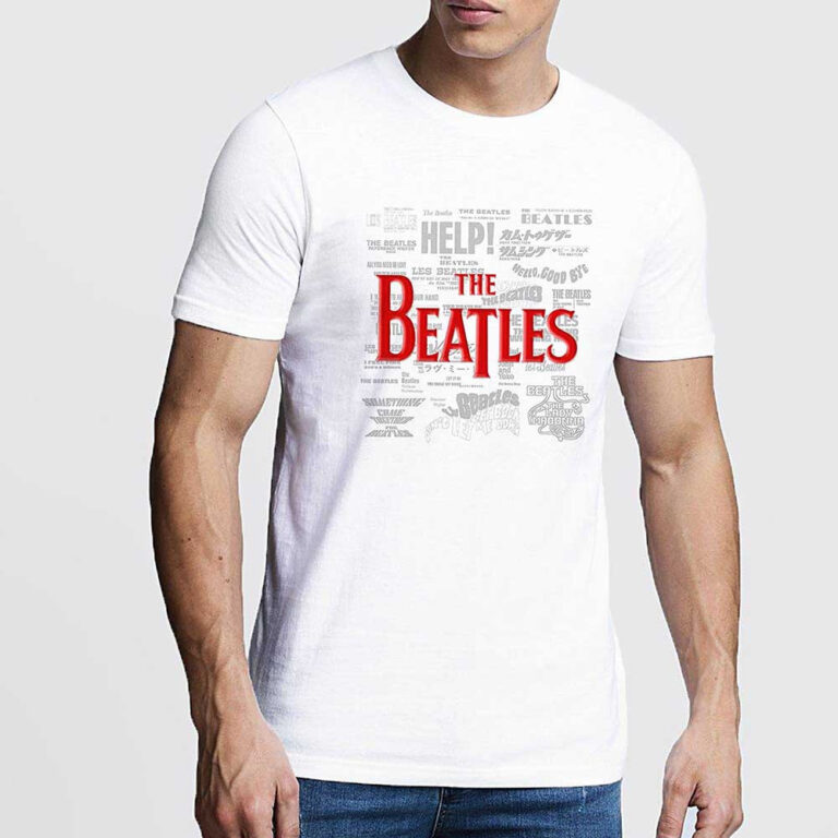 The Beatles Titles & Logos White Embellished T-Shirt