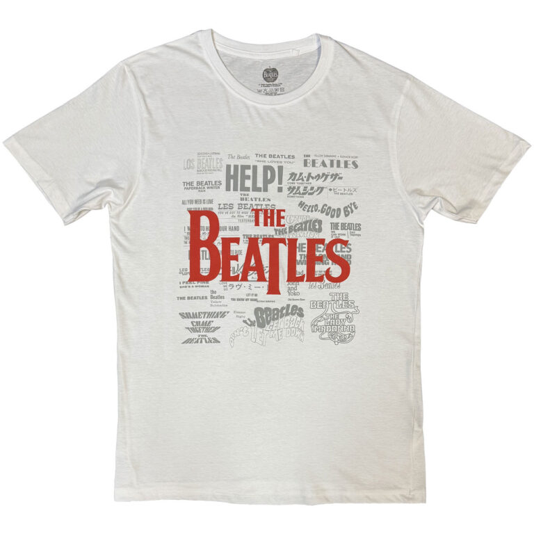 The Beatles Titles & Logos White Embellished T-Shirt