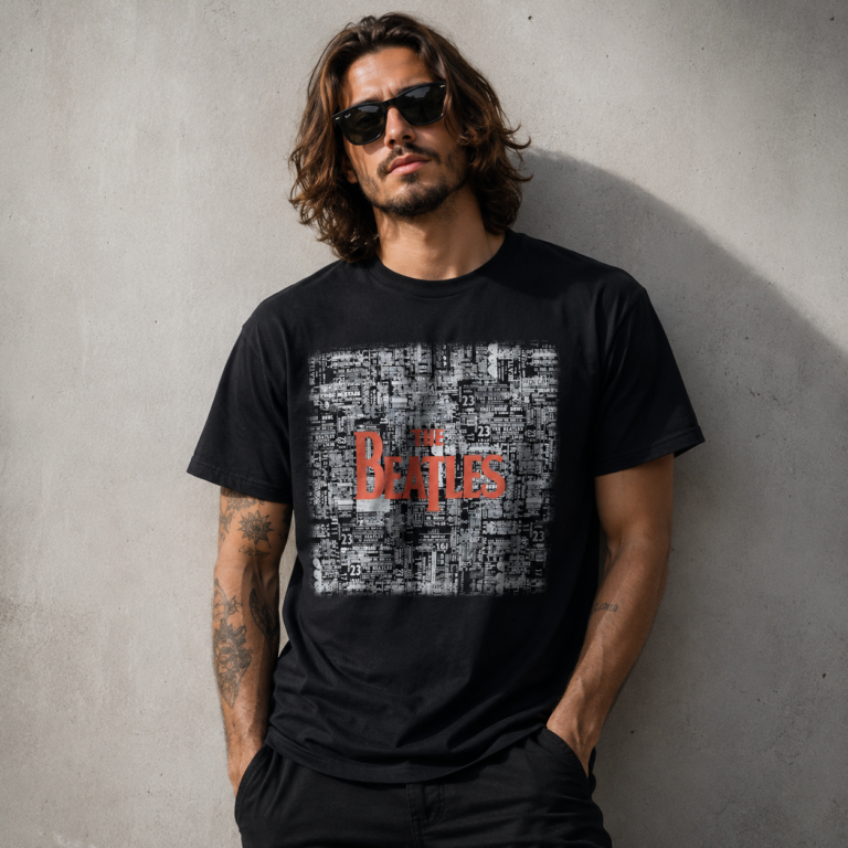 The Beatles Tickets & Logo Black Embellished T-Shirt