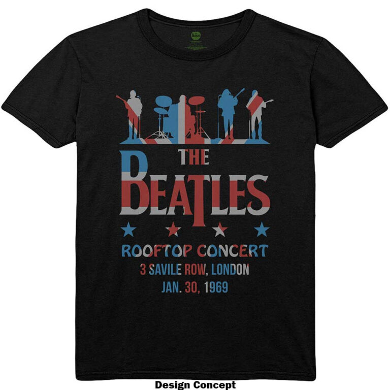 The Beatles Drop T Rooftop Flag Black T-Shirt