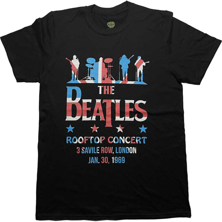 The Beatles Drop T Rooftop Flag Black T-Shirt