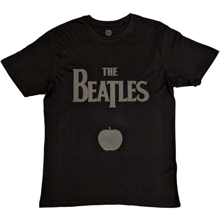 The Beatles Drop T Logo & Apple Black Hi-Build T-Shirt
