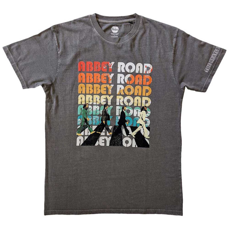 The Beatles Abbey Stacked Charcoal Grey Sleeve Print T-Shirt