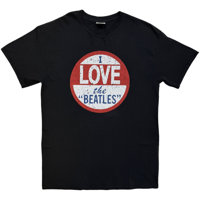The Beatles I Love The Beatles Single Print Black T-Shirt