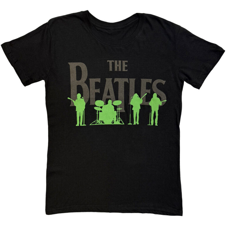 The Beatles Saville Row Line Up Green Silhouette Black T-Shirt