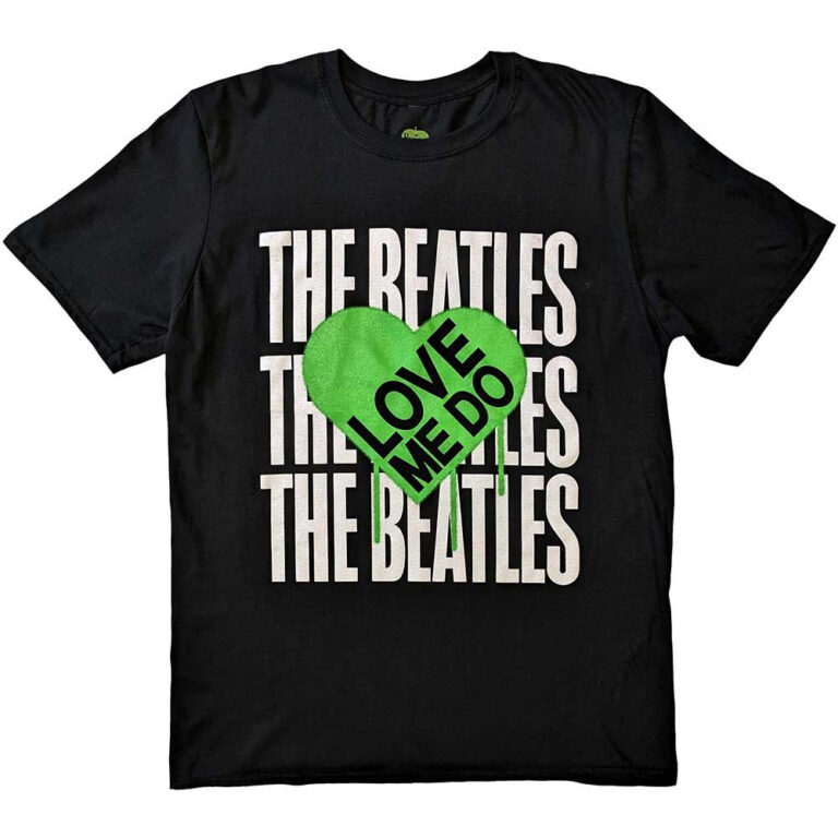 The Beatles Love Me Do Graffiti Heart Black T-Shirt