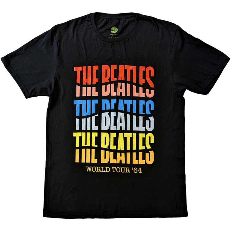 The Beatles Colour Wave Black T-Shirt