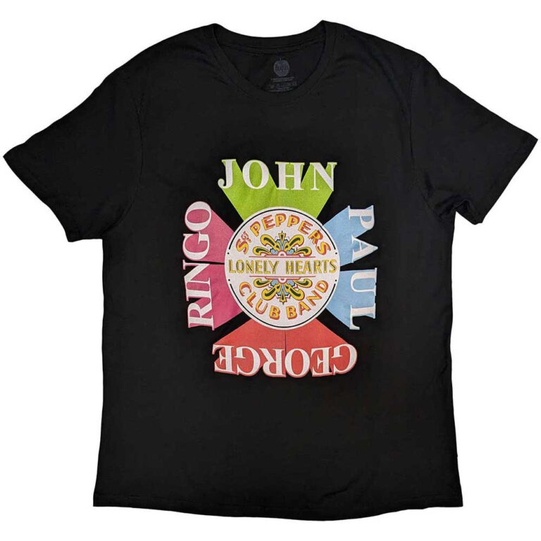 The Beatles Sgt Pepper Drum & Names Black T-Shirt
