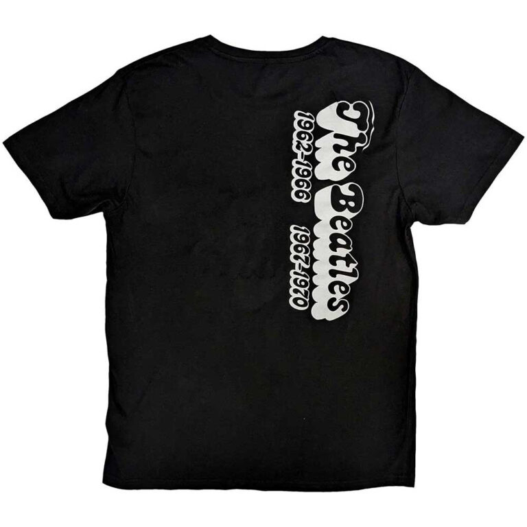 The Beatles 70s Logo & Years Black Back Print T-Shirt