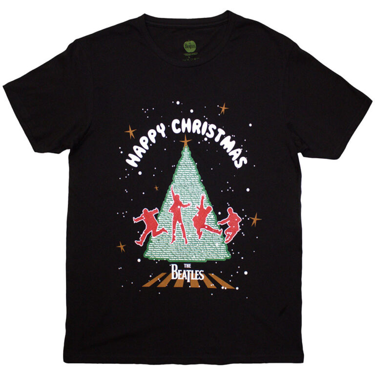 The Beatles Christmas Tree Black T-Shirt
