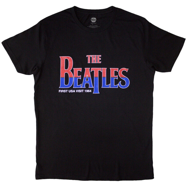 The Beatles First USA Visit 1964 Black T-Shirt