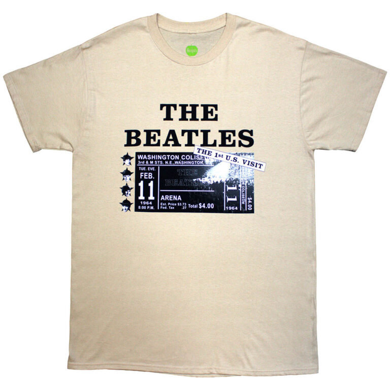 The Beatles Washington ’64 Promo & Setlist Sand Back Print T-Shirt
