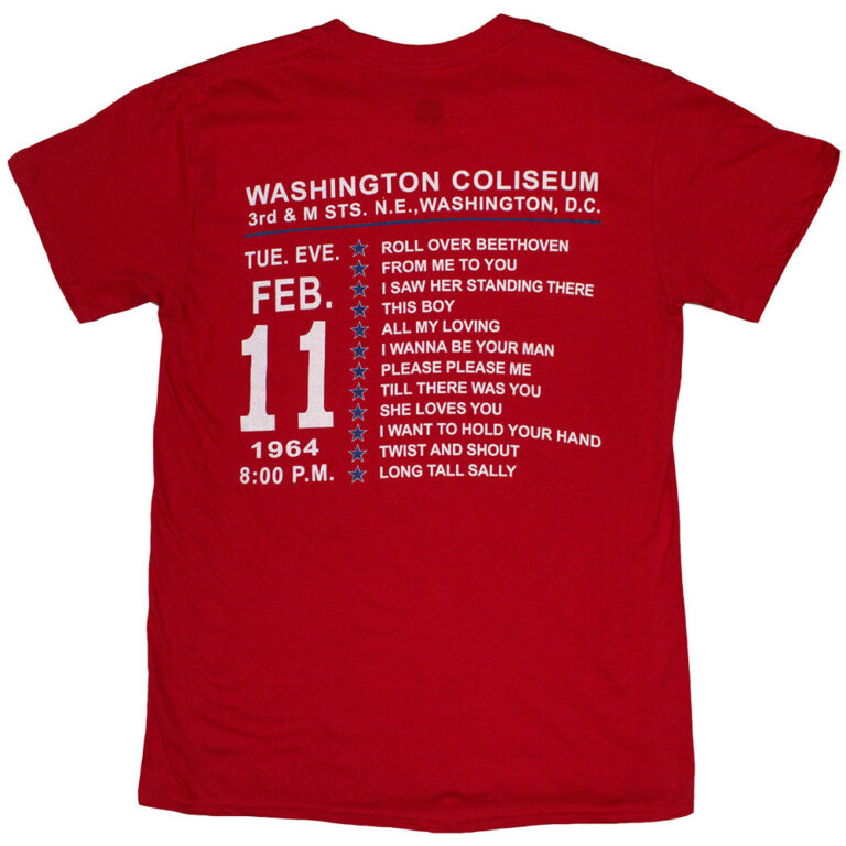 The Beatles Washington ’64 Stars Setlist Red Back Print T-Shirt