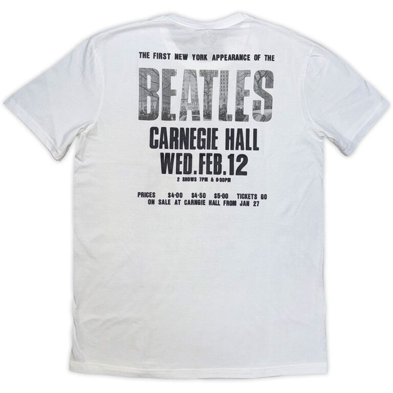 The Beatles Tour ’64 Carnegie Hall White Back Print T-Shirt