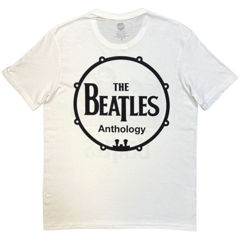 The Beatles Group Photo Anthology Drum White Back Print T-Shirt
