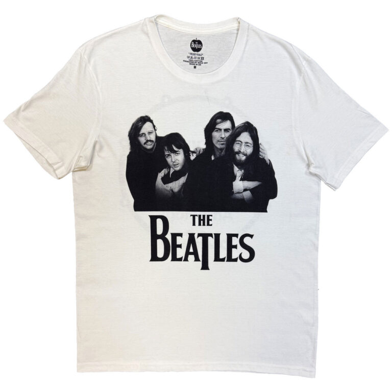 The Beatles Group Photo Anthology Drum White Back Print T-Shirt