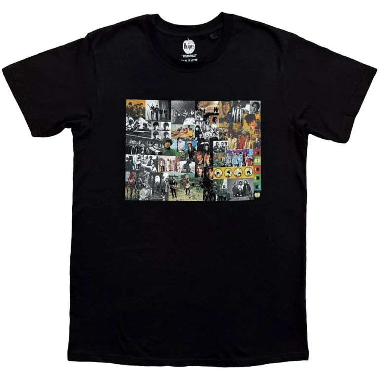 The Beatles Collage Montage Black T-Shirt