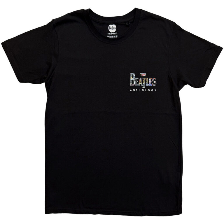 The Beatles Collage Logo Black T-Shirt