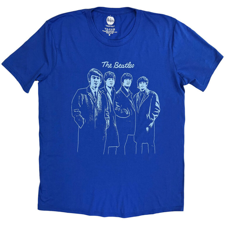 The Beatles Band Outline Blue T-Shirt