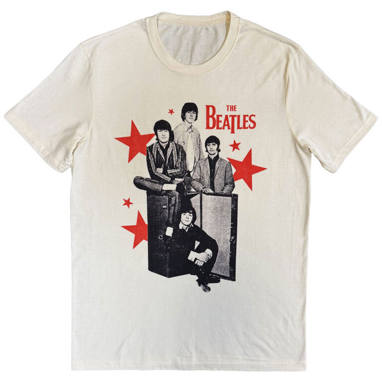 The Beatles Red Stars Natural T-Shirt