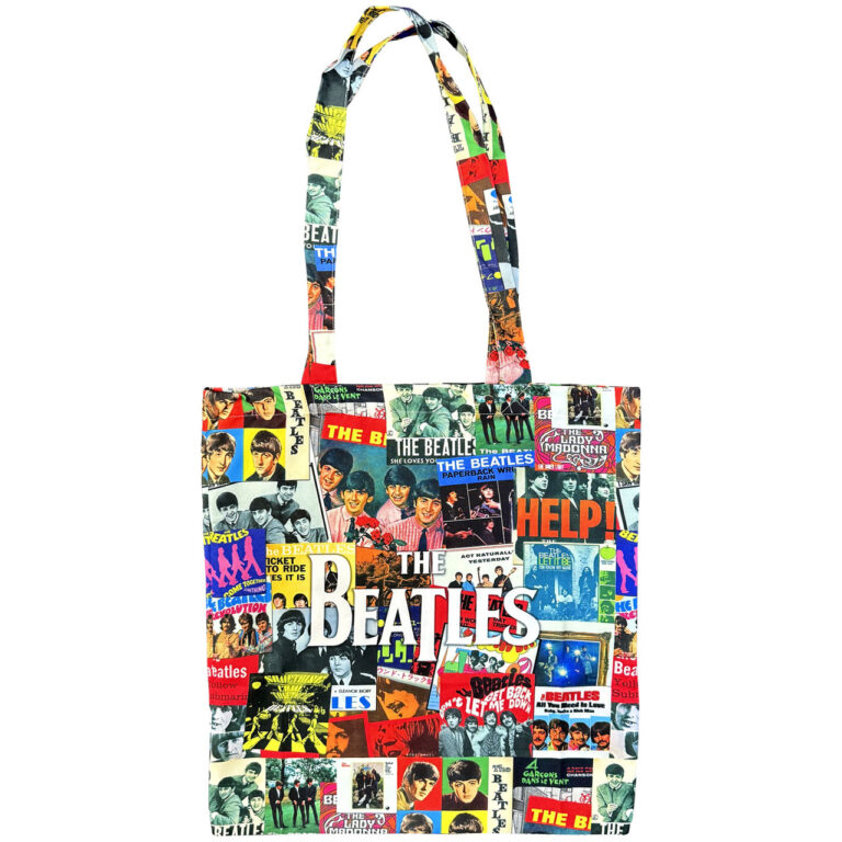 The Beatles Single Covers Black Tote Bag