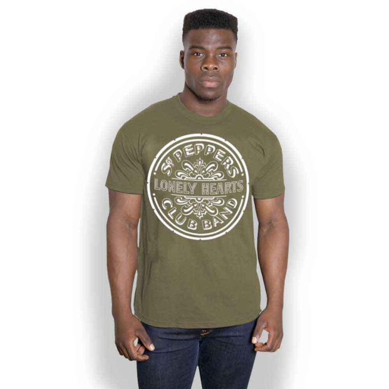 The Beatles Lonely Hearts Khaki Green T-Shirt