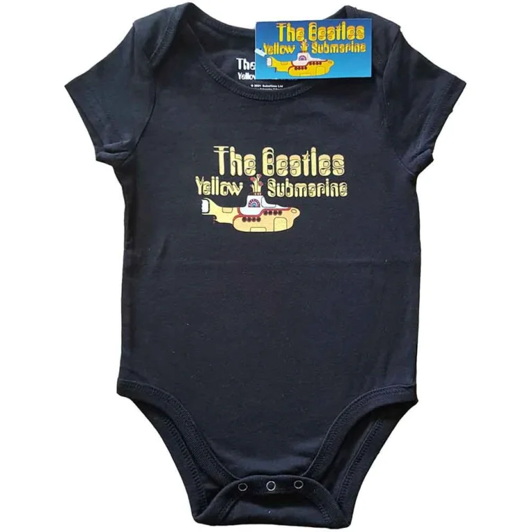 The Beatles Yellow Submarine Logo & Sub Black Kids Baby Grow