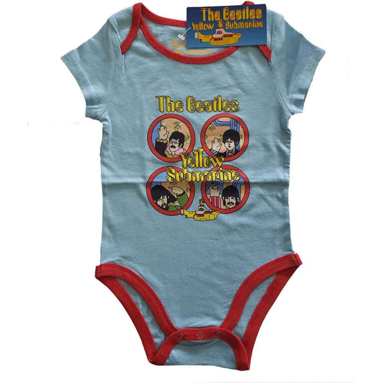 The Beatles Yellow Submarine Portholes Light Blue Kids Baby Grow