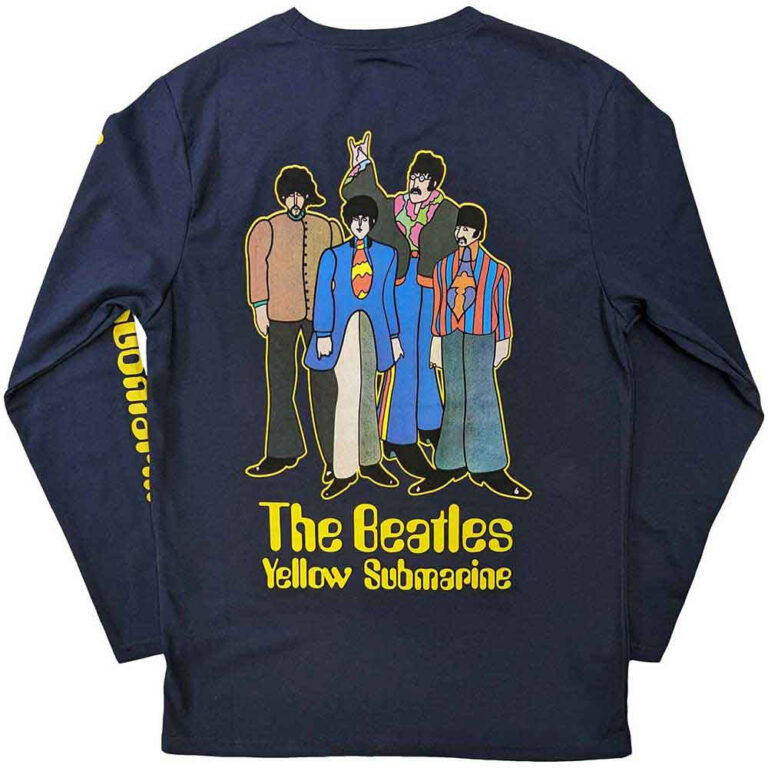The Beatles Yellow Submarine Band Navy Blue Back & Sleeve Print Long Sleeve T-Shirt