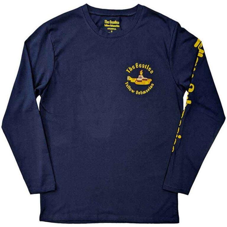 The Beatles Yellow Submarine Band Navy Blue Back & Sleeve Print Long Sleeve T-Shirt