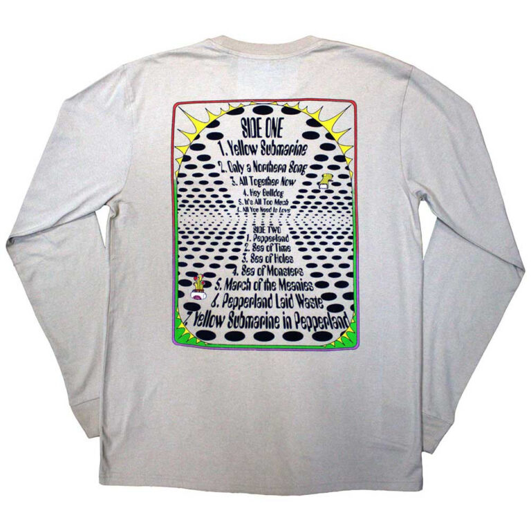 The Beatles Yellow Submarine Tracklist Sand Back Print Long Sleeve T-Shirt