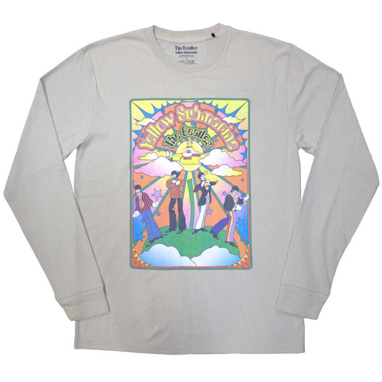 The Beatles Yellow Submarine Tracklist Sand Back Print Long Sleeve T-Shirt