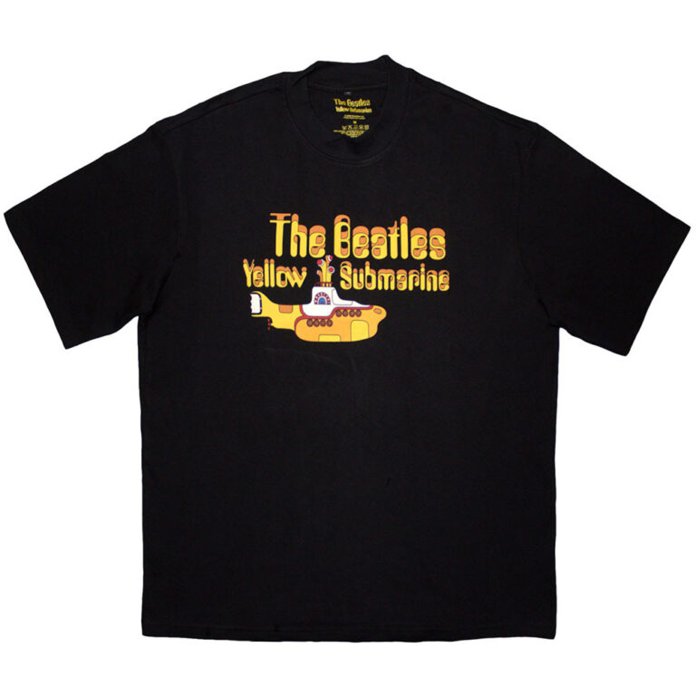 The Beatles Unisex Oversized Boxy T-Shirt: Logo & Sub Black T-Shirt