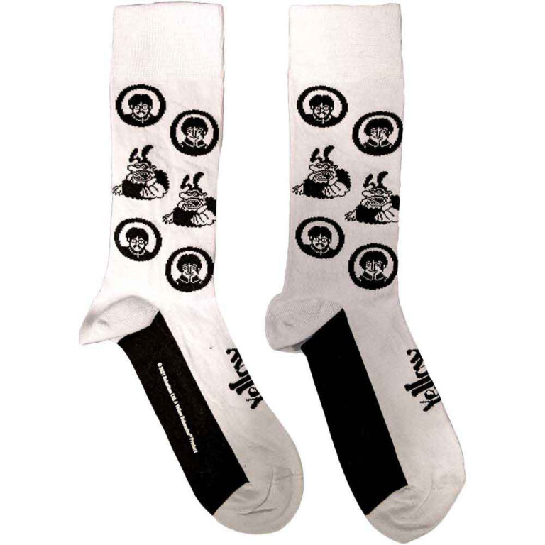 The Beatles Unisex Band & Meanies Monochrome White UK Size 7 – 11 Socks
